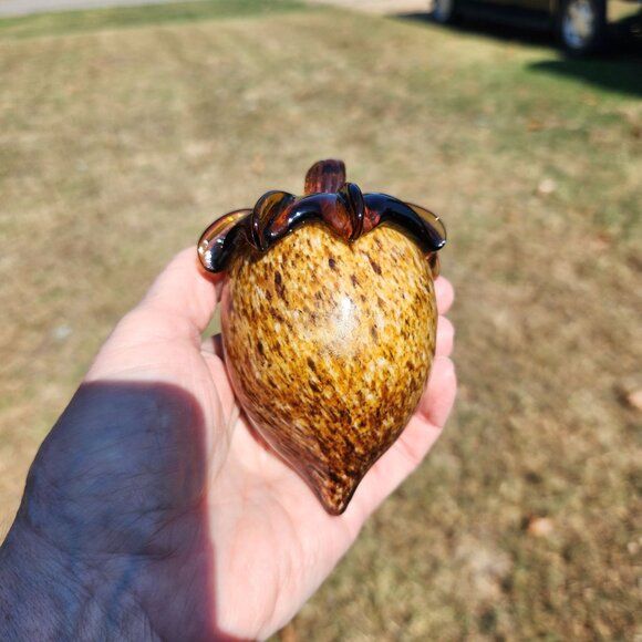 Handcrafted Glass Acorn Paperweight/Decorative Figurine With Brown & Yellow - Picture 5 of 6